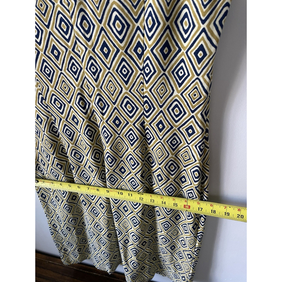 NWT J. McLaughlin Devon sleeveless crewneck fitted navy gold diamond midi sz M - Picture 7 of 9